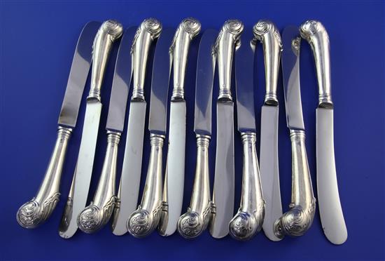 A set of twelve George III silver pistol handled table knives, 9.5in.